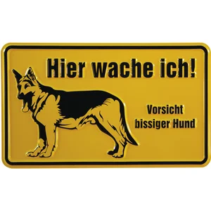 Hinweisschild Hier wache ich! Vorsicht bissiger Hund 200 x 120 mm