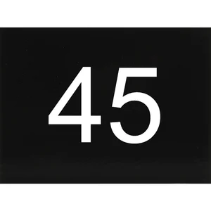 Nummernschild selbstklebend, 40 x 30 mm, Type 45, Kunststoff schwarz glänzend