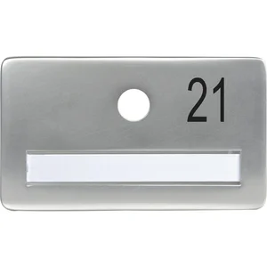 SOLIDO Namensschild ohne Spion, Bohrung ø 14, Alu silber eloxiert, Gravur Nr. 21