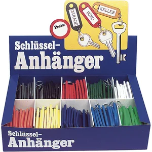 Schlüsselanhänger Box - 100-tlg. in 10 Farben sortiert, ohne Aufhängeloch