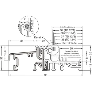 GUTMANN Türschwelle WESER 96/32 TI L=6000 mm Alu silber eloxiert