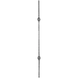 ARTEFERRO Zierstab VK 12 mit 2 Knöpfe, Länge 1000 mm, Schmiedeeisen gehämmert