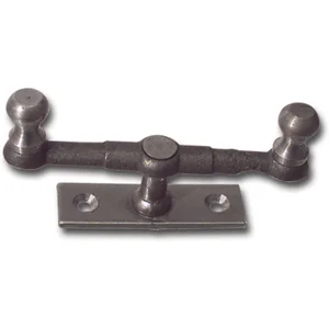 Doppelreiber mit Eisenknopf auf eckiger, gerader Platte, 25 mm, Stahl blank