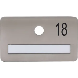 SOLIDO Namensschild ohne Spion, Bohrung ø 14, Edelstahl satiniert, Gravur Nr. 18