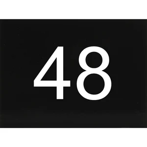 Nummernschild selbstklebend, 40 x 30 mm, Type 48, Kunststoff schwarz glänzend