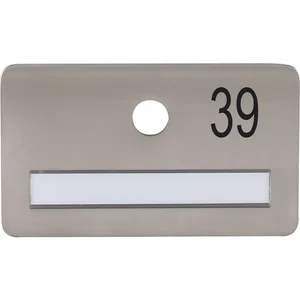 SOLIDO Namensschild ohne Spion, Bohrung ø 14, Edelstahl satiniert, Gravur Nr. 39