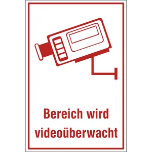 Hinweisschild Bereich wird videoüberwacht 200 x 300 mm