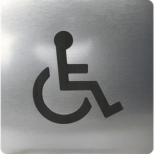 WC Symbol Rollstuhl selbstklebend, 100 x 100 mm, Kunststoff Edelstahl-Effekt