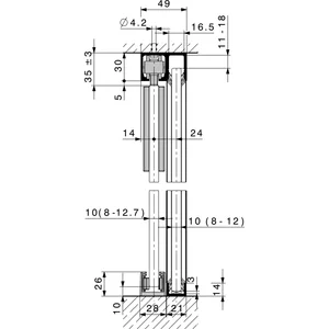 HAWA-Junior 40/GP Laufschienenset Festverglasung L=6000 mm Alu silber eloxiert
