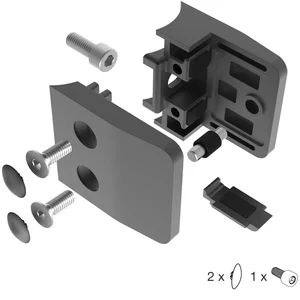 ECONOMY Glasklemmbeschlag Mod.26 Rundrohr 42,4mm,eckig Edelstahl schwarz matt