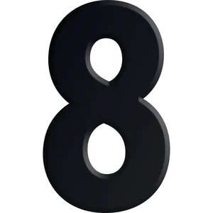 Ziffer selbstklebend, Type 8, Höhe 30 mm, Aluminium schwarz eloxiert