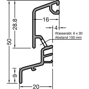 GUTMANN Regenschutzschiene Spree-D 24 OF, L=6000 mm, Aluminium silber