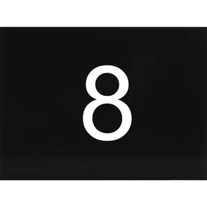 Nummernschild selbstklebend, 40 x 30 mm, Type 8, Kunststoff schwarz glänzend
