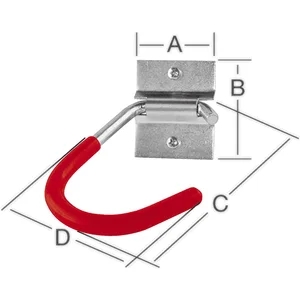 Fahrrad Deckenhaken 125 x 90 mm verzinkt rot gummiert
