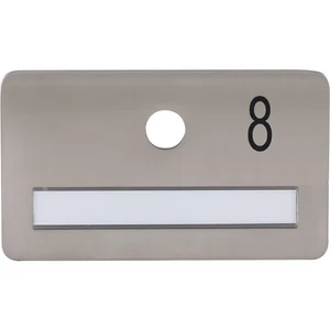 SOLIDO Namensschild ohne Spion, Bohrung ø 14, Edelstahl satiniert, Gravur Nr. 8