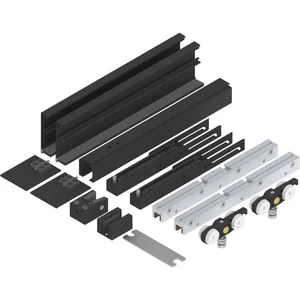 SOLIDO 100 Beschlagset Glas Einzugsdämpfung Laufschiene Blende L=2500 mm schwarz