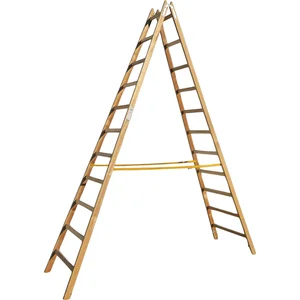 JUST Holz Stehleiter Sprossen=11 Länge=3,46 m mit Gurt