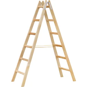 JUST Holz Stehleiter Sprossen=6 Länge=1,96 m mit Gurt