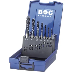 BOHRCRAFT Maschinengewindebohrer-Satz M3-M12 HSS-E TIN 40º RSP 7-teilig