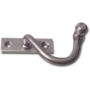 Kurbelreiber mit Eisenknopf auf eckiger, gerader Platte, Stahl blank, links, 25