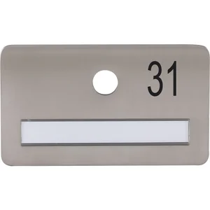 SOLIDO Namensschild ohne Spion, Bohrung ø 14, Edelstahl satiniert, Gravur Nr. 31