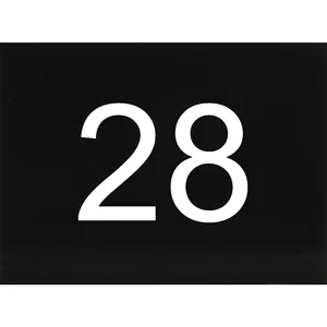 Nummernschild selbstklebend, 40 x 30 mm, Type 28, Kunststoff schwarz glänzend
