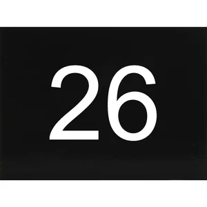 Nummernschild selbstklebend, 40 x 30 mm, Type 26, Kunststoff schwarz glänzend