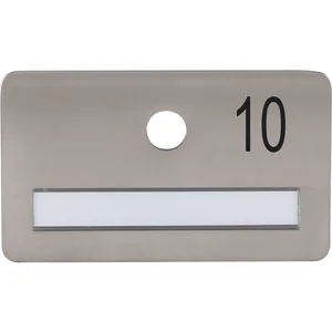 SOLIDO Namensschild ohne Spion, Bohrung ø 14, Edelstahl satiniert, Gravur Nr. 10