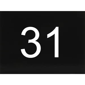 Nummernschild selbstklebend, 40 x 30 mm, Type 31, Kunststoff schwarz glänzend