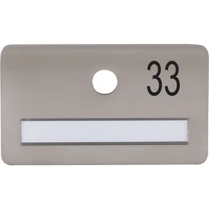 SOLIDO Namensschild ohne Spion, Bohrung ø 14, Edelstahl satiniert, Gravur Nr. 33