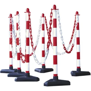 Kettenständer-Set 6 Pfosten rot/weiß mit 10 m Kette