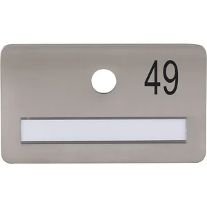 SOLIDO Namensschild ohne Spion, Bohrung ø 14, Edelstahl satiniert, Gravur Nr. 49