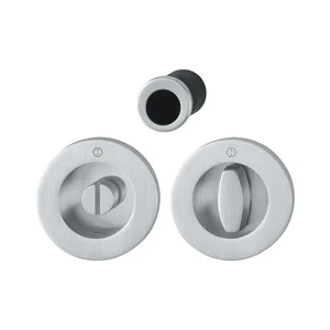 HOPPE Schiebetürmuschel Set M471, runde Rosette WC, Messing verchromt satiniert