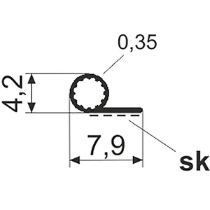Dichtungsprofil einseitig selbstklebend Typ P3216 SK, Kunststoff weiß