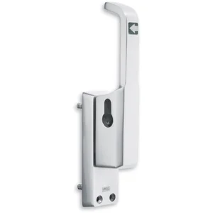 Türtreibriegel aufliegend Pfeil, schwer sperrbar, links, Hub 23 mm, silber elox.