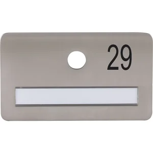 SOLIDO Namensschild ohne Spion, Bohrung ø 14, Edelstahl satiniert, Gravur Nr. 29