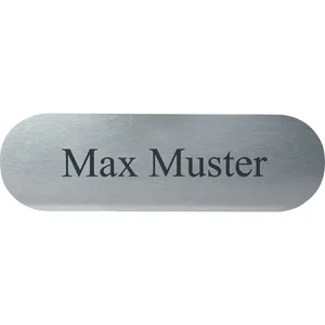 Namensschild oval mit Gravur, Edelstahl Effekt
