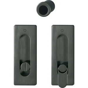 HOPPE Schiebetürmuschel Set M464 - WC, eckige Rosette, Messing schwarz satiniert