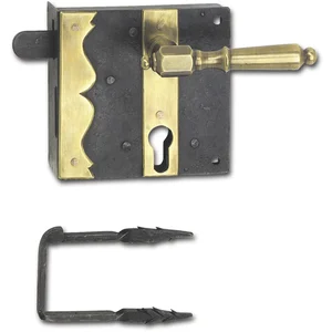 Rustikales Schlossset Newcastle BB,links,DM 75,Eisen verzinkt geschwärzt/Messing