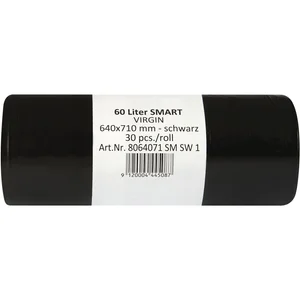 Müllsäcke Polyethylen 60 Liter, 14 my 640 x 710 mm ohne Zugband schwarz
