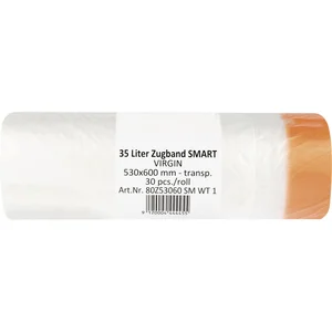 Müllsäcke Polyethylen 35 Liter, 15 my 530 x 600 mm mit Zugband weiß