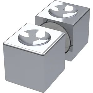 Duschtürknopf eckig, 20 x 20 mm, Aluminium verchromt poliert