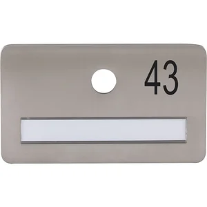 SOLIDO Namensschild ohne Spion, Bohrung ø 14, Edelstahl satiniert, Gravur Nr. 43