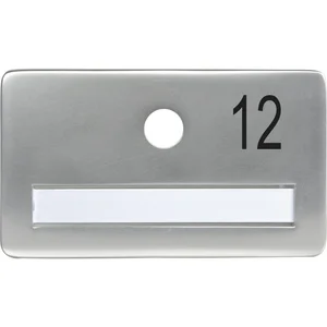 SOLIDO Namensschild ohne Spion, Bohrung ø 14, Alu silber eloxiert, Gravur Nr. 12