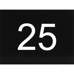 Nummernschild selbstklebend, 40 x 30 mm, Type 25, Kunststoff schwarz glänzend