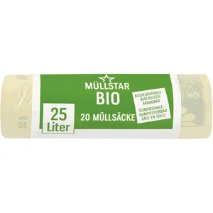 Bio Müllsäcke ohne Griff 25 Liter, 14 my 500 x 500 mm ohne Zugband