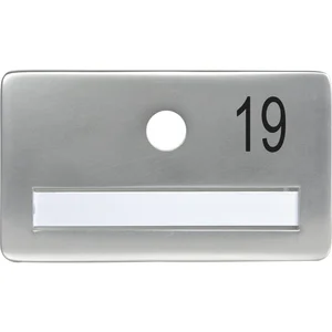 SOLIDO Namensschild ohne Spion, Bohrung ø 14, Alu silber eloxiert, Gravur Nr. 19