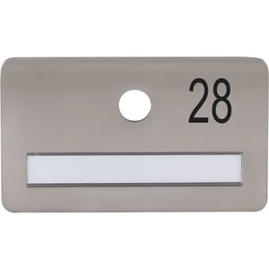 SOLIDO Namensschild ohne Spion, Bohrung ø 14, Edelstahl satiniert, Gravur Nr. 28