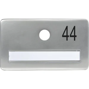 SOLIDO Namensschild ohne Spion, Bohrung ø 14, Alu silber eloxiert, Gravur Nr. 44