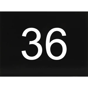 Nummernschild selbstklebend, 40 x 30 mm, Type 36, Kunststoff schwarz glänzend